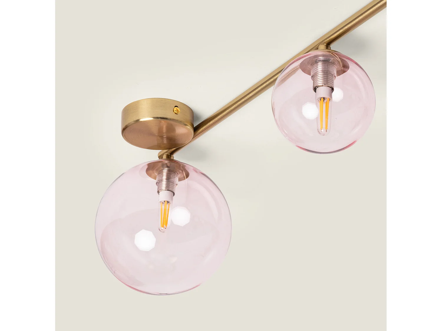 Plafonnier Métal et Verre Moonlight Brass 4 Spots Rose