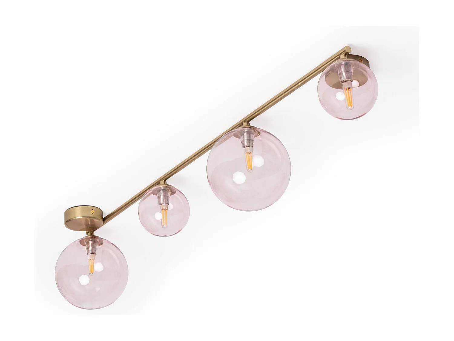 Plafonnier Métal et Verre Moonlight Brass 4 Spots Rose