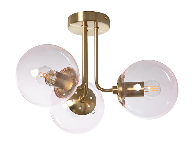 Lampadario Metallo e Vetro Moonlight Brass 3 punti luce Rosa