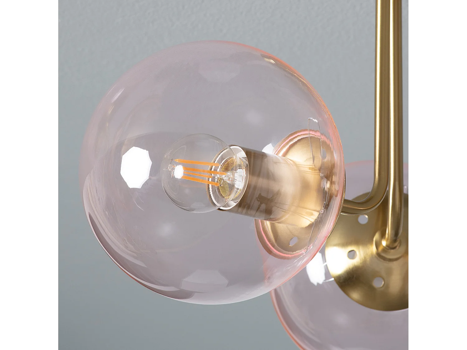 Plafonnier Métal et Verre Moonlight Brass 3 Spots Rose