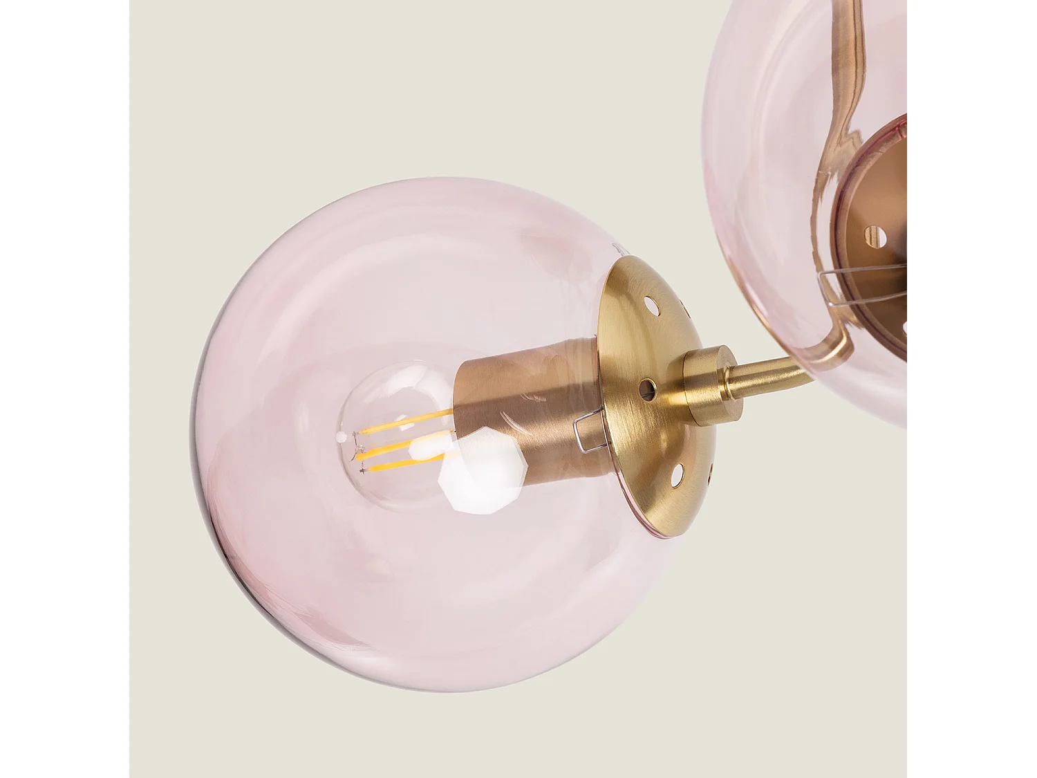 Plafonnier Métal et Verre Moonlight Brass 3 Spots Rose