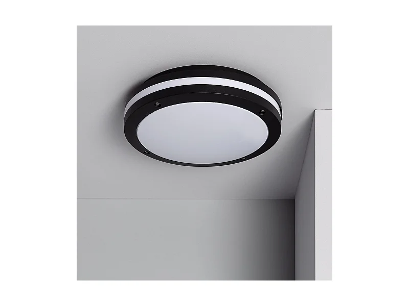 Plafonnier Rond Métal Corso Ø300 mm pour Extérieur IP54  Noir