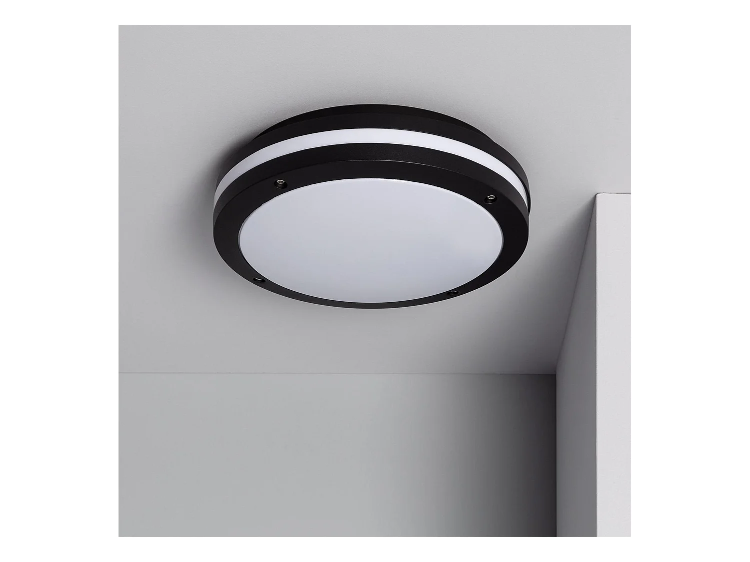 Plafonnier Rond Métal Corso Ø300 mm pour Extérieur IP54  Noir
