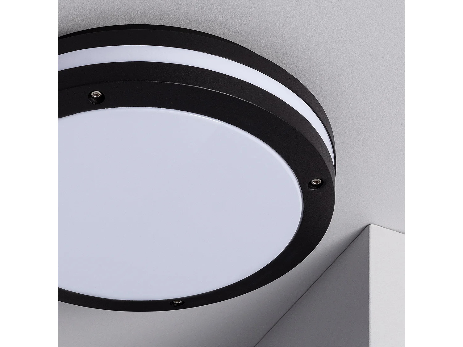 Plafonnier Rond Métal Corso Ø300 mm pour Extérieur IP54  Noir