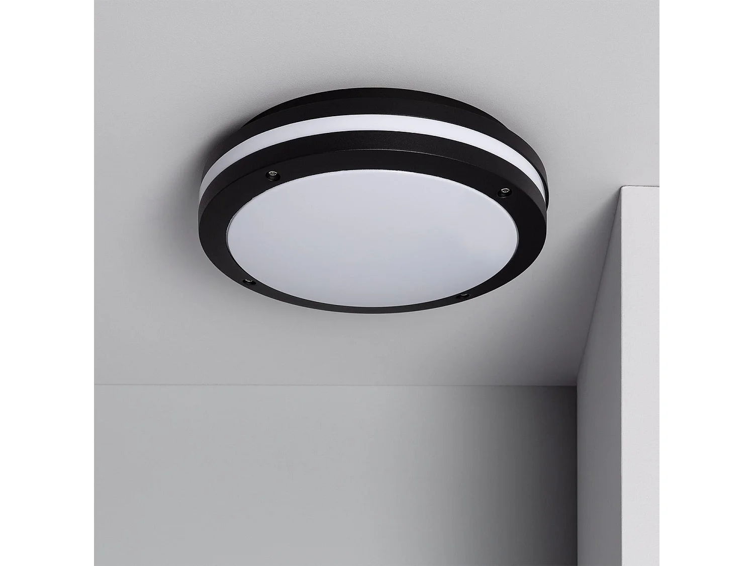 Plafonnier Rond Métal Corso Ø300 mm pour Extérieur IP54  Noir