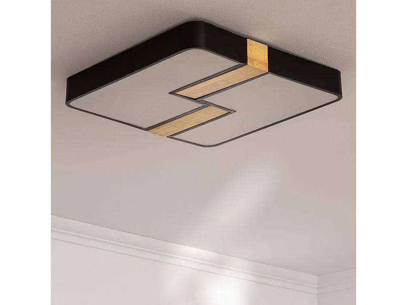 Plafonnier LED Carré Métal 35W CCT Sélectionnable Brusk 480x480 mm Noir