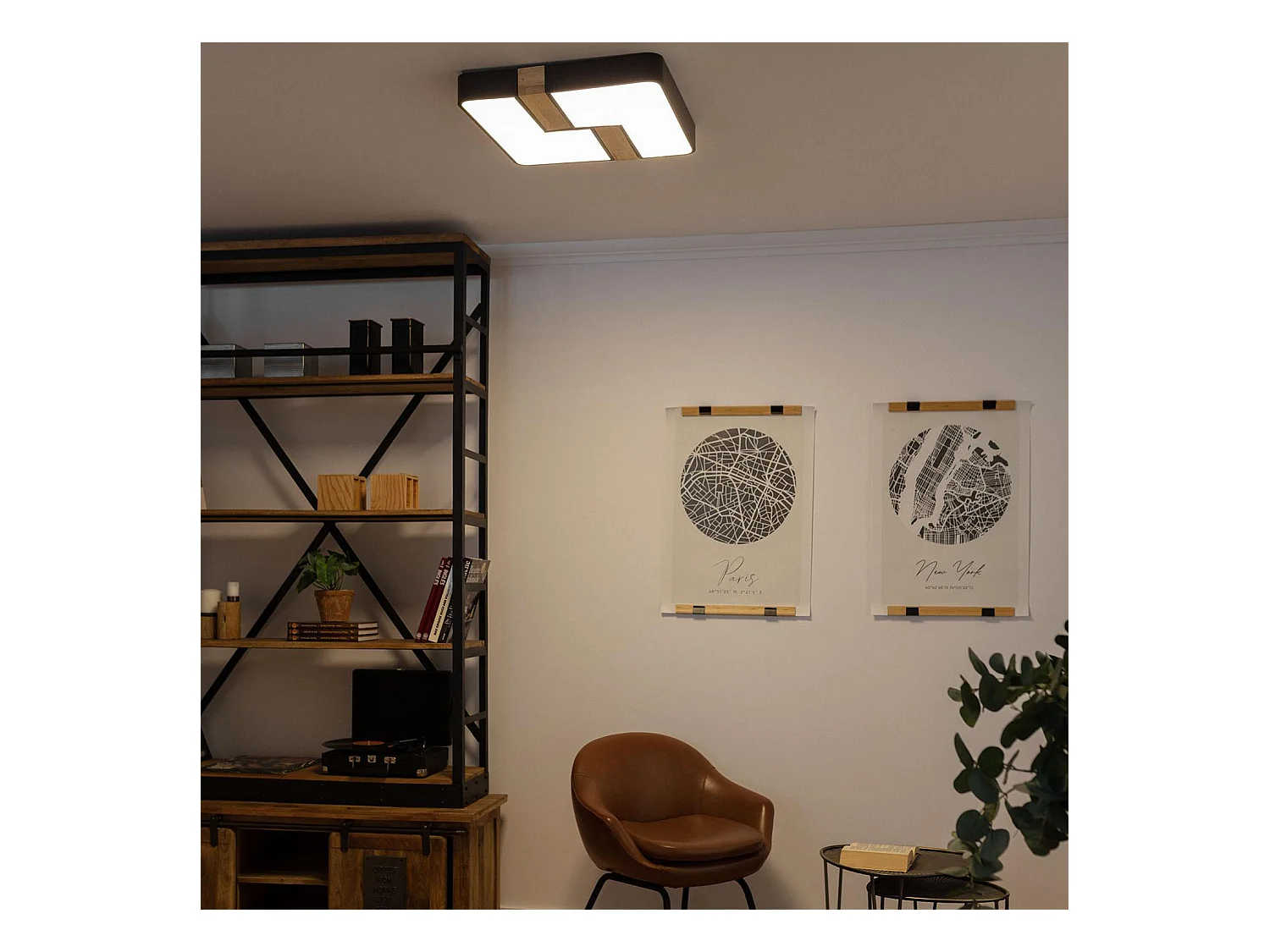 Plafonnier LED Carré Métal 35W CCT Sélectionnable Brusk 480x480 mm Noir