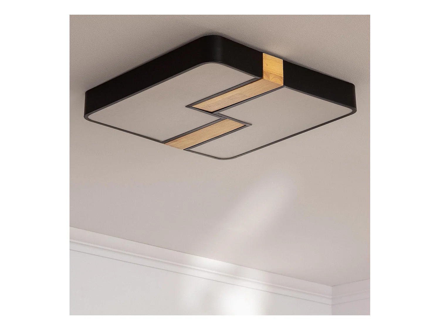 Plafonnier LED Carré Métal 35W CCT Sélectionnable Brusk 480x480 mm Noir