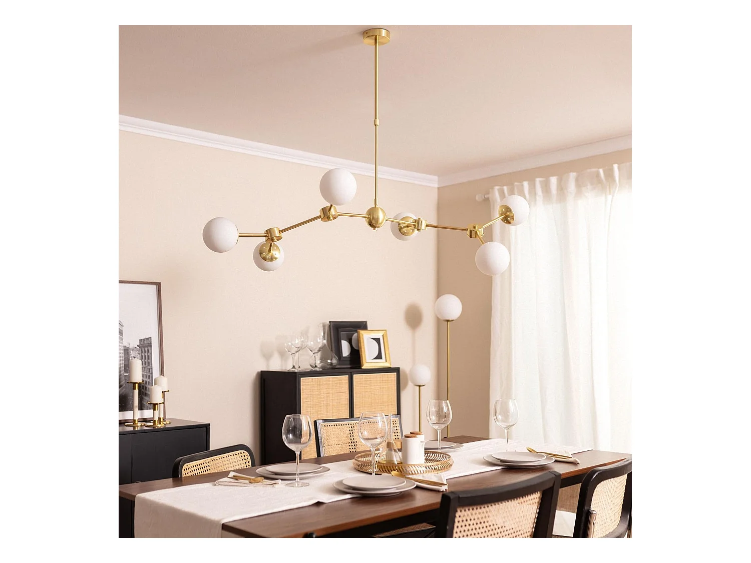 Lámpara de Techo Metal y Cristal Moonlight 6 Focos Dorado