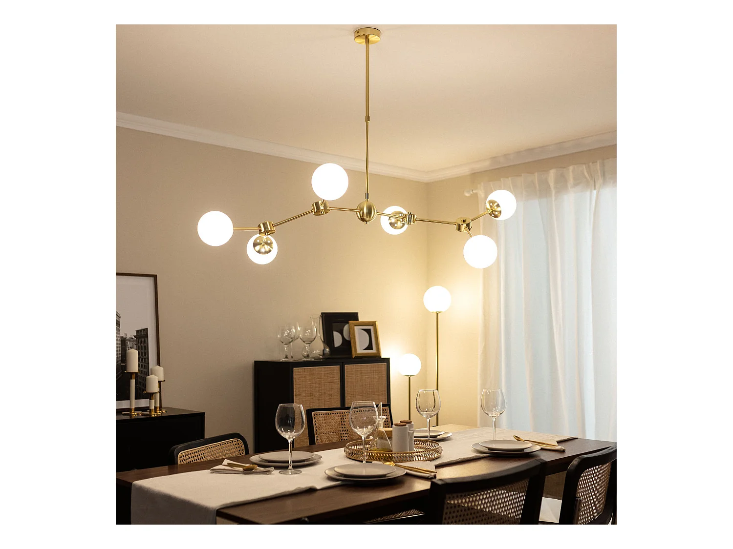 Lámpara de Techo Metal y Cristal Moonlight 6 Focos Dorado