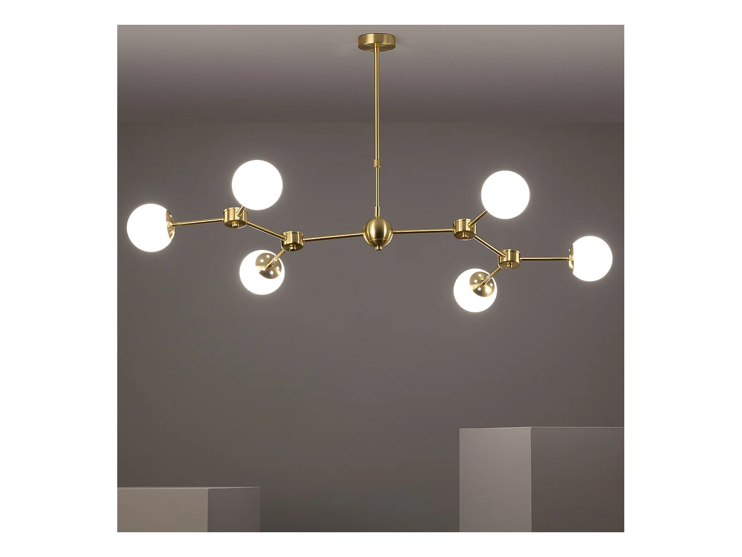 Lámpara de Techo Metal y Cristal Moonlight 6 Focos Dorado