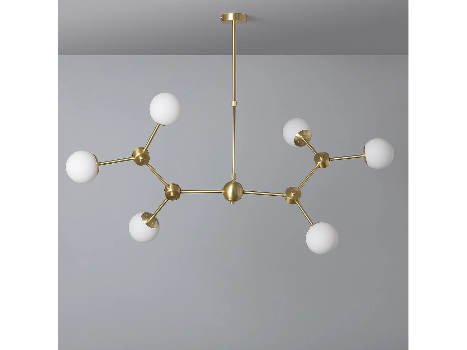 Plafonnier Métal et Verre Moonlight 6 Spots Doré