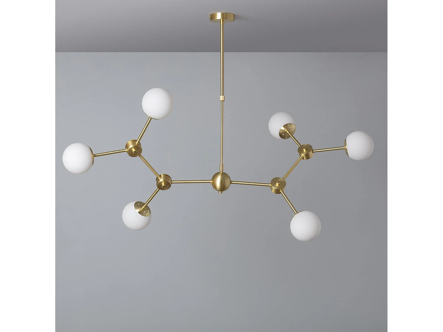 Plafonnier Métal et Verre Moonlight 6 Spots Doré