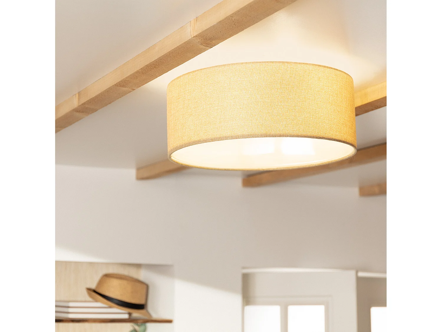 Plafonnier Rond Tissu Korsade Ø450 mm  Blanc