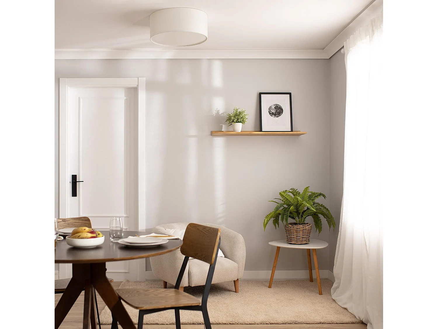 Plafonnier Rond Tissu Korsade Ø450 mm  Blanc