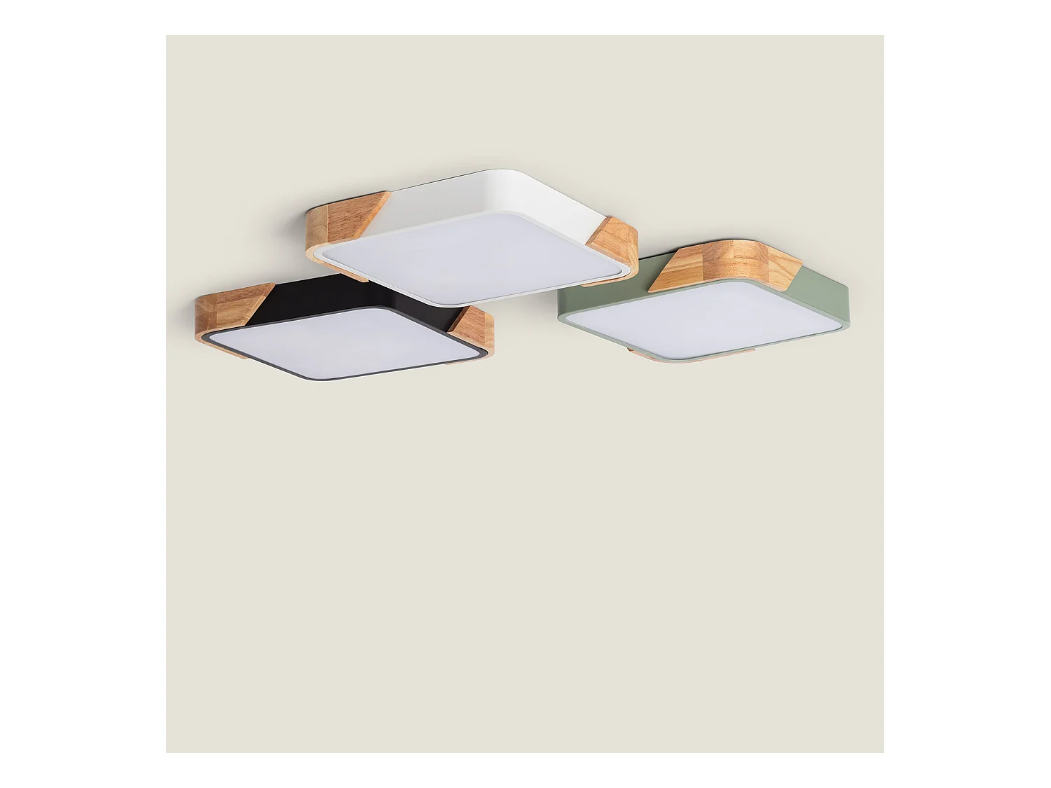 Plafonnier LED 18W Carré Bois 325x325 mm CCT Sélectionnable Semi-Dari Noir