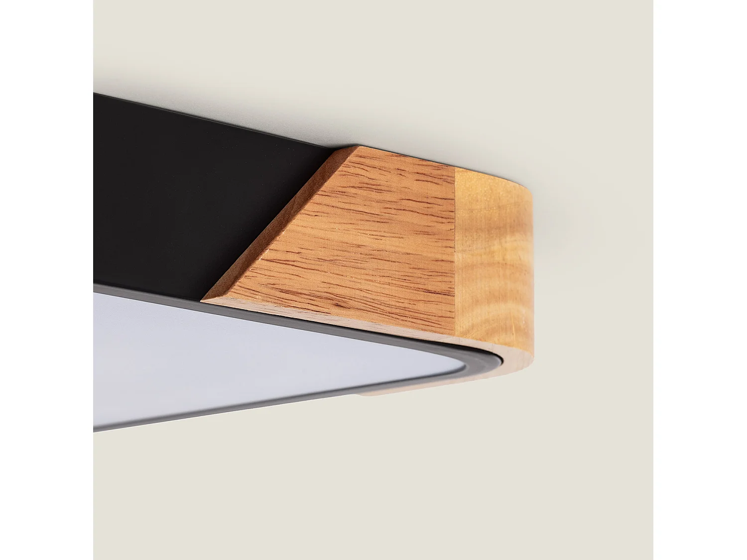 Plafoniera LED 18W Quadrata Legno 325x325 mm CCT Selezionabile Semi-Dari Nero