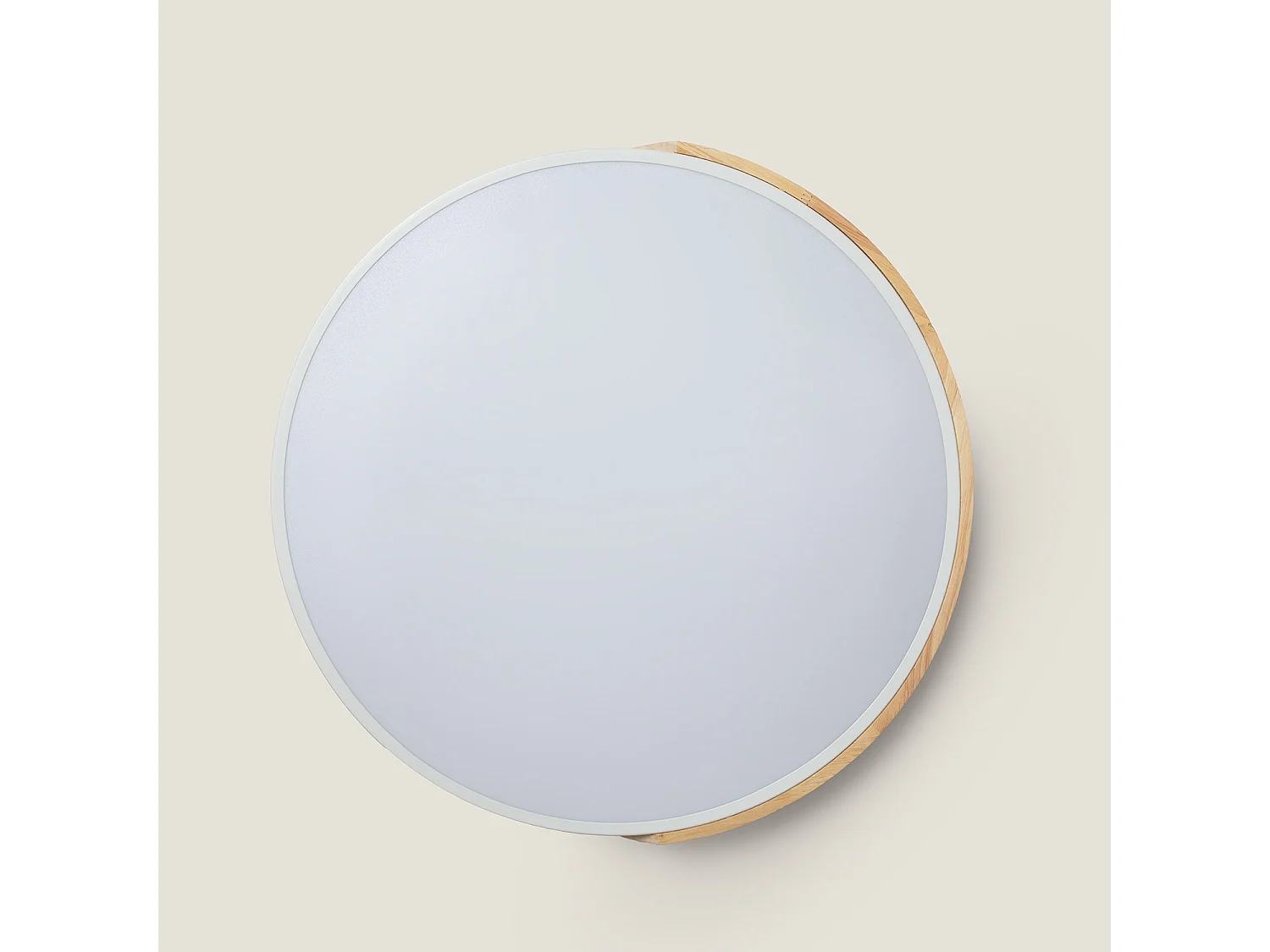 Plafoniera LED 36W Circolare Legno Ø500 mm CCT Selezionabile Semi-Dari Bianco