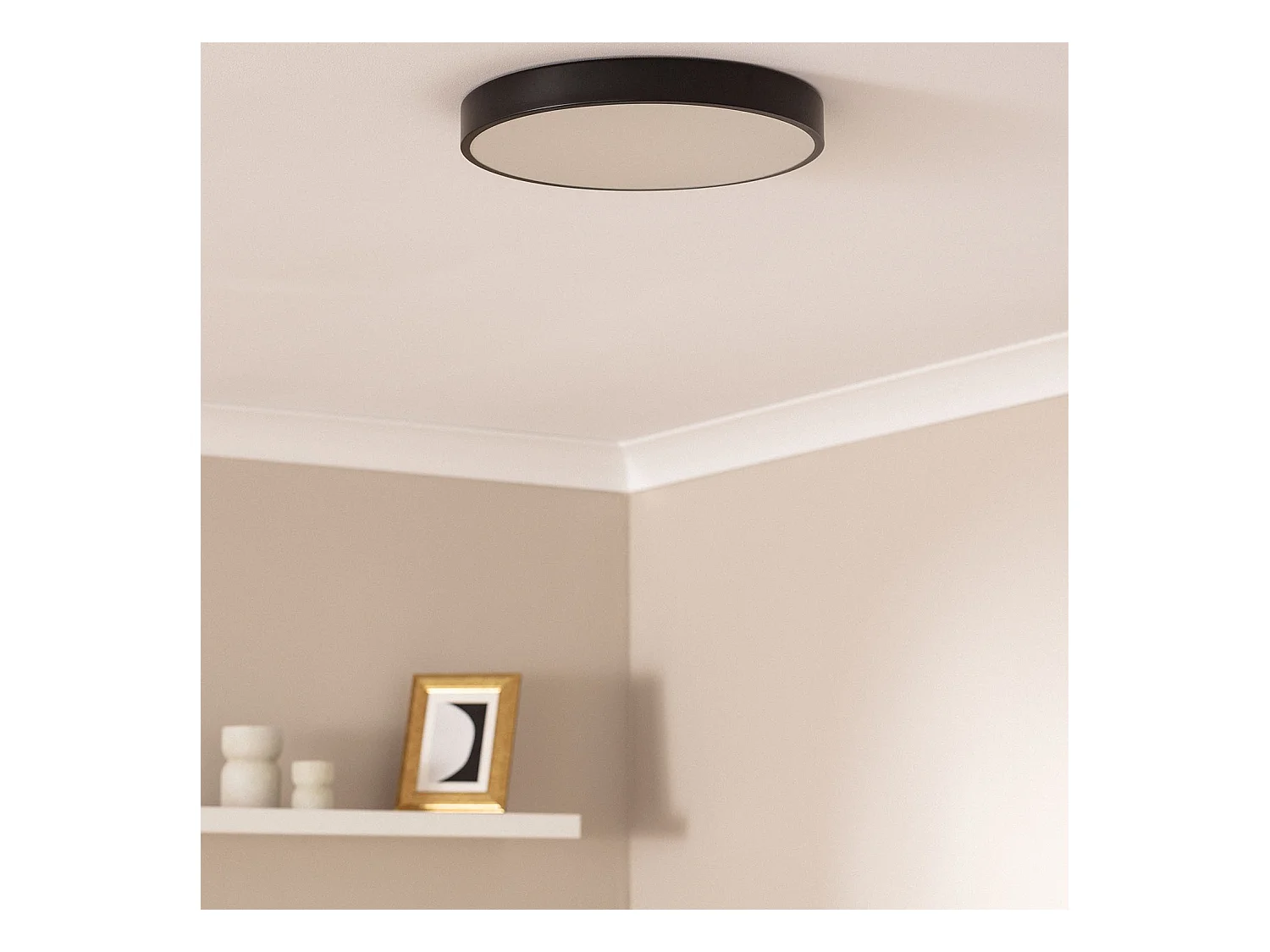 Plafonnier LED Rond Métal 30W CCT Sélectionnable Hidria Ø400 mm Noir