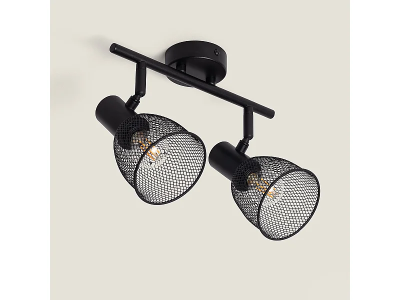 Lámpara de Techo Orientable Aluminio 2 Focos Grid Negro