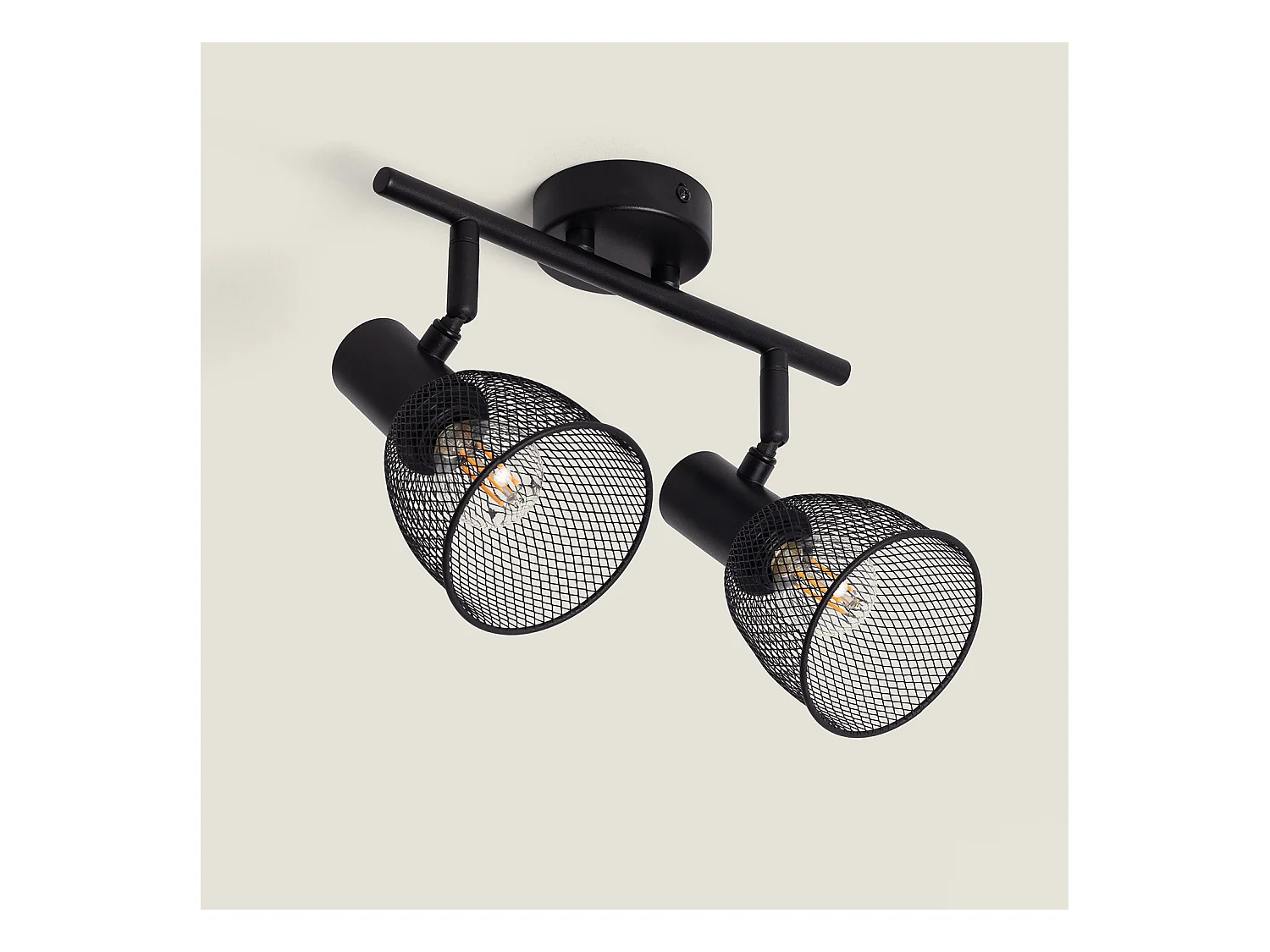 Lámpara de Techo Orientable Aluminio 2 Focos Grid Negro