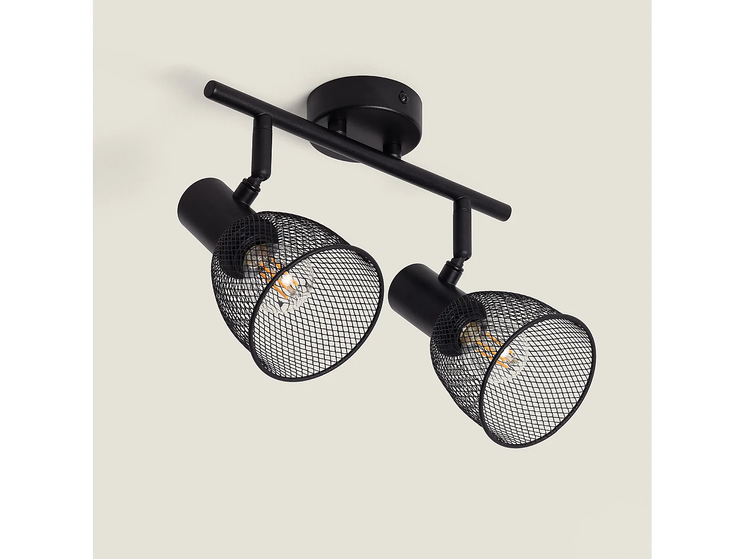 Lámpara de Techo Orientable Aluminio 2 Focos Grid Negro