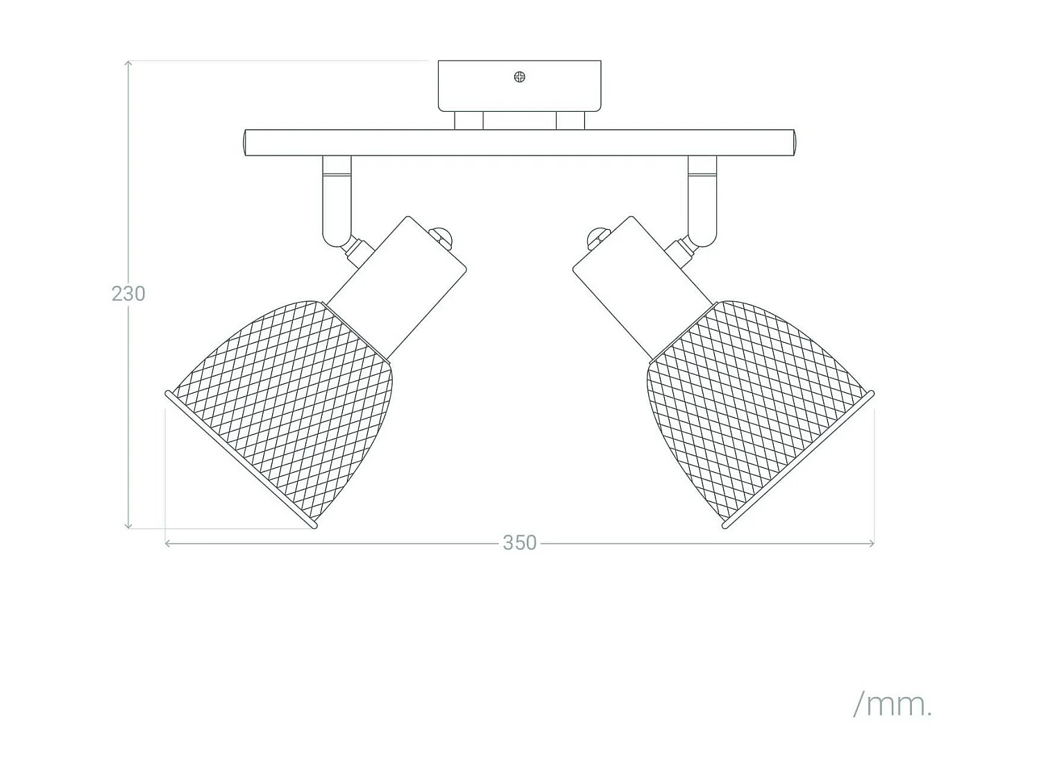 Lámpara de Techo Orientable Aluminio 2 Focos Grid Negro
