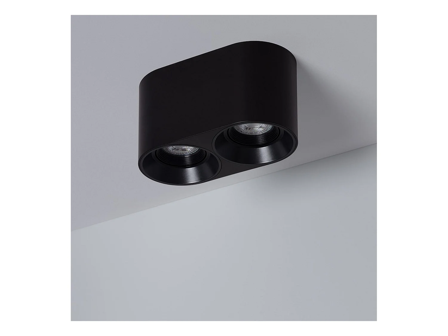 Plafonnier Space Double Noir avec Ampoule GU10  6000K Blanc froid