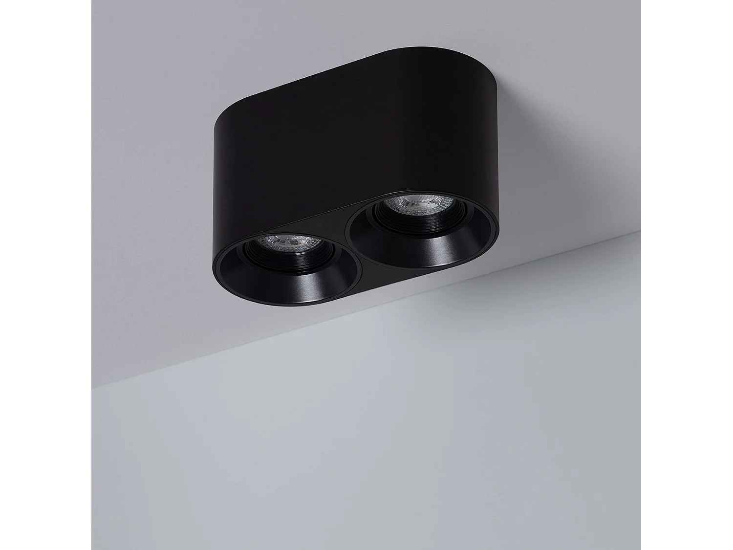 Plafonnier Space Double Noir avec Ampoule GU10  6000K Blanc froid