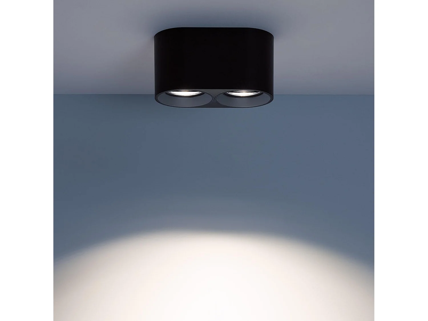 Plafonnier Space Double Noir avec Ampoule GU10  6000K Blanc froid