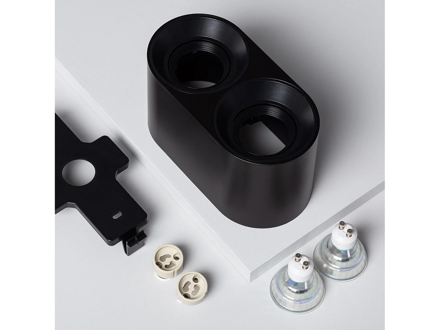 Plafonnier Space Double Noir avec Ampoule GU10  6000K Blanc froid