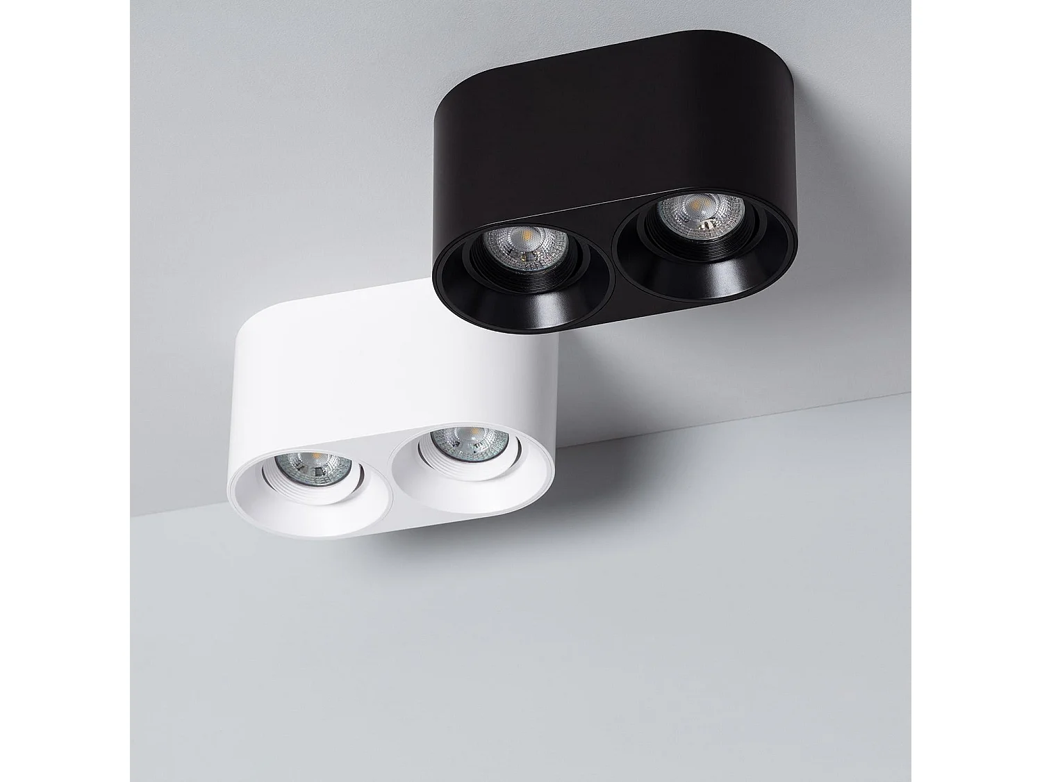Plafonnier Space Double Noir avec Ampoule GU10  6000K Blanc froid