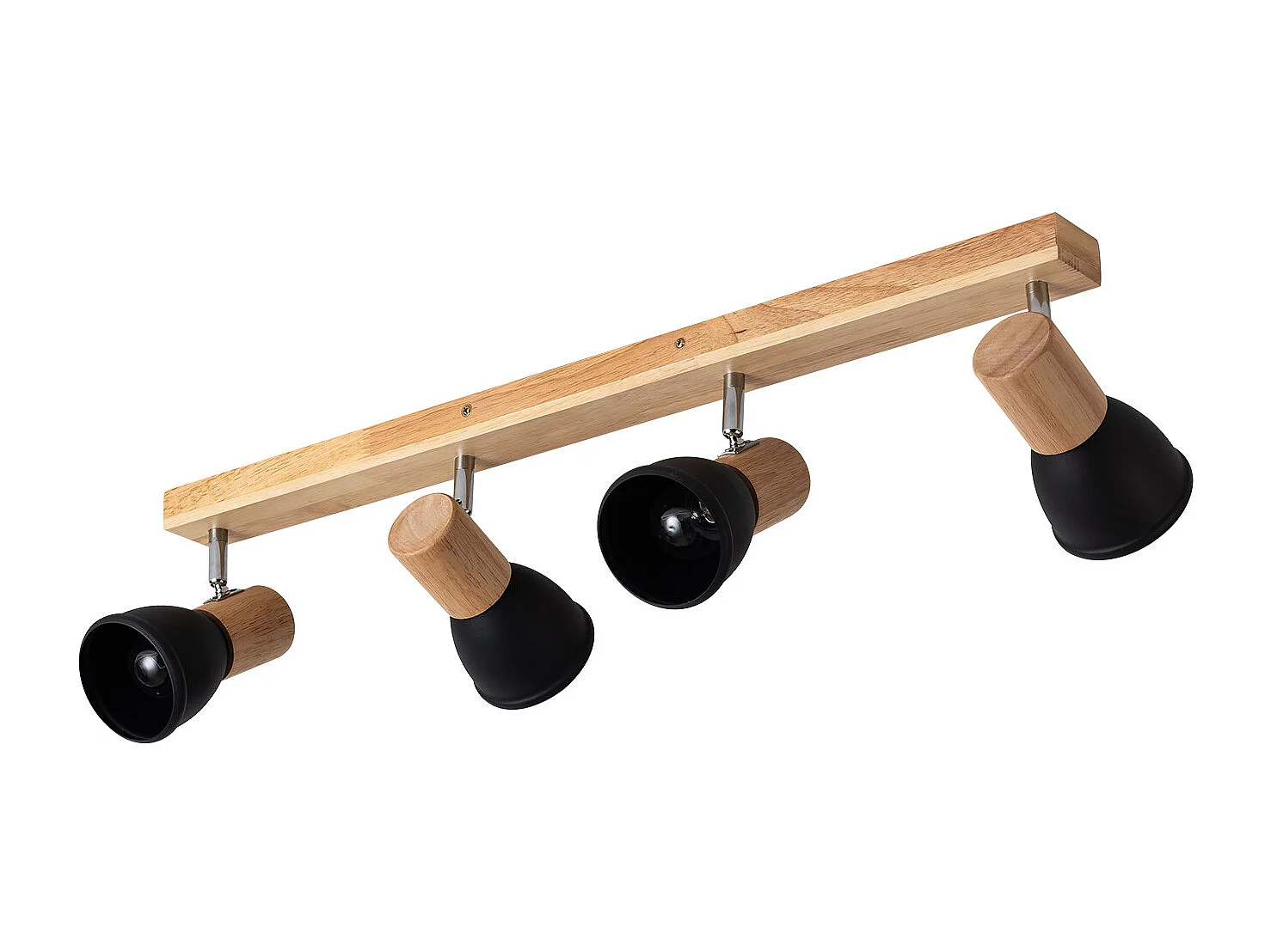 Plafonnier Métal et Bois Tautau 4 Spots Noir