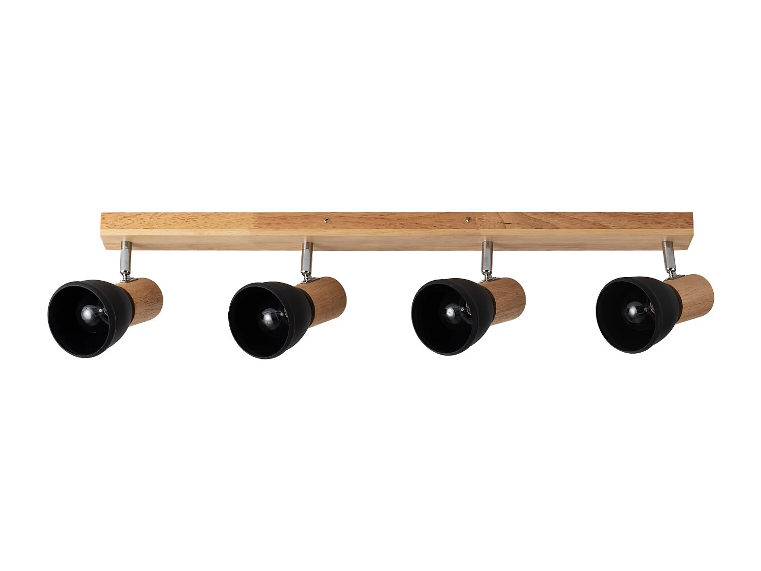 Plafonnier Métal et Bois Tautau 4 Spots Noir