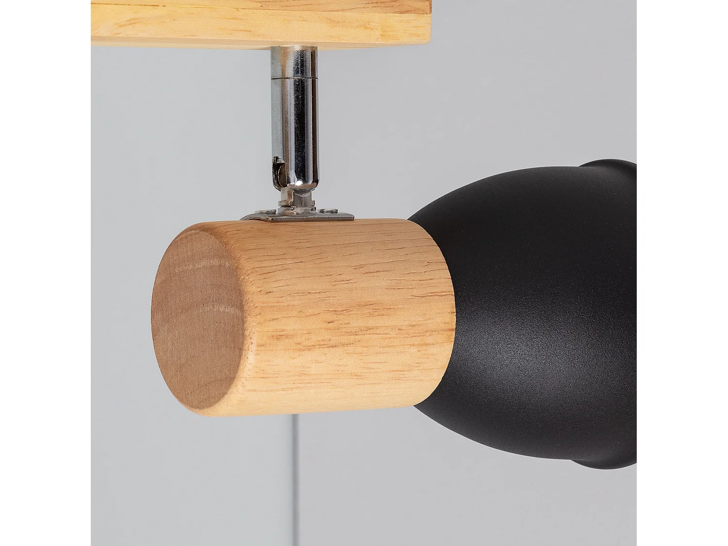 Plafonnier Métal et Bois Tautau 4 Spots Noir