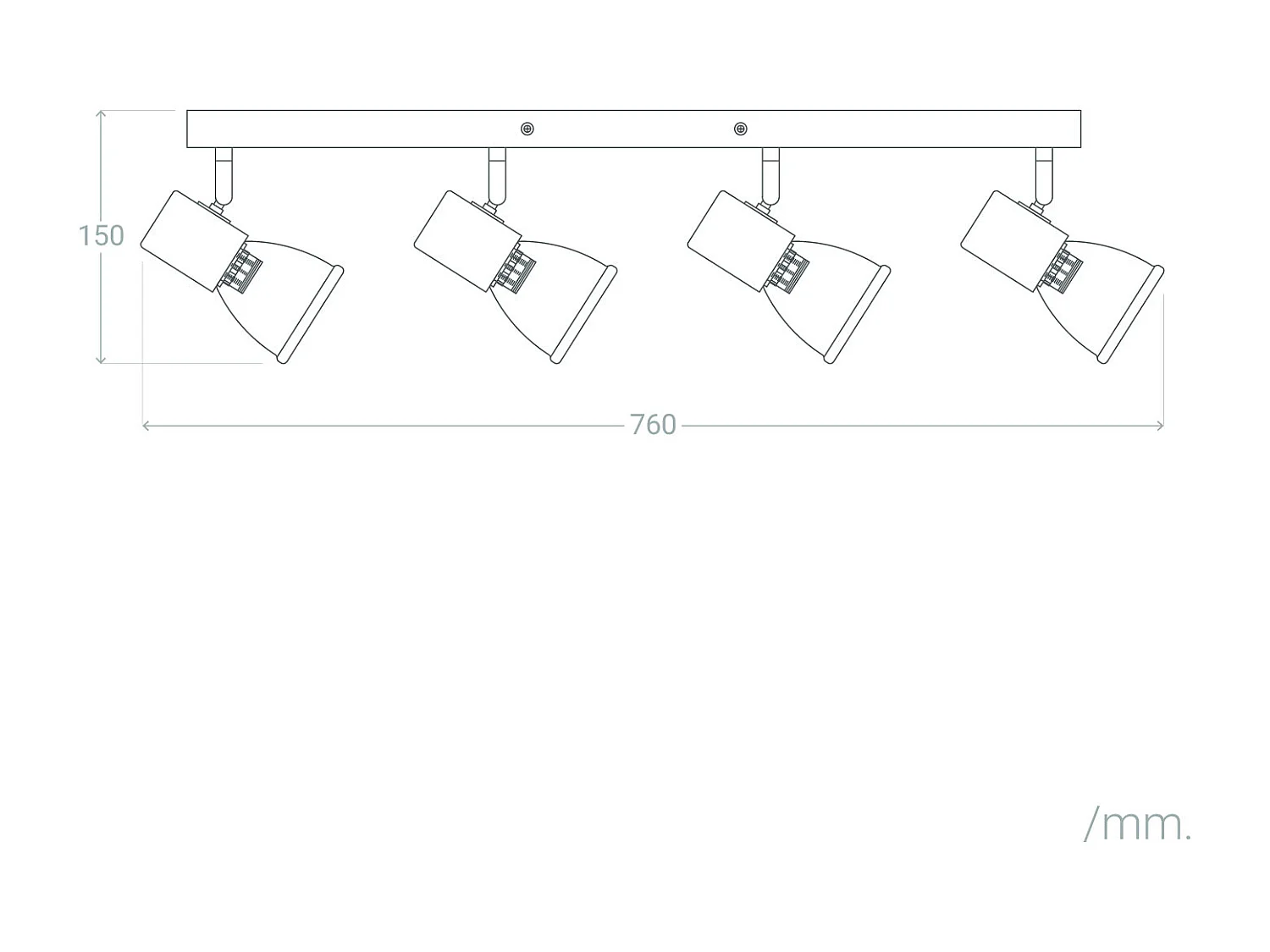 Plafonnier Métal et Bois Tautau 4 Spots Noir