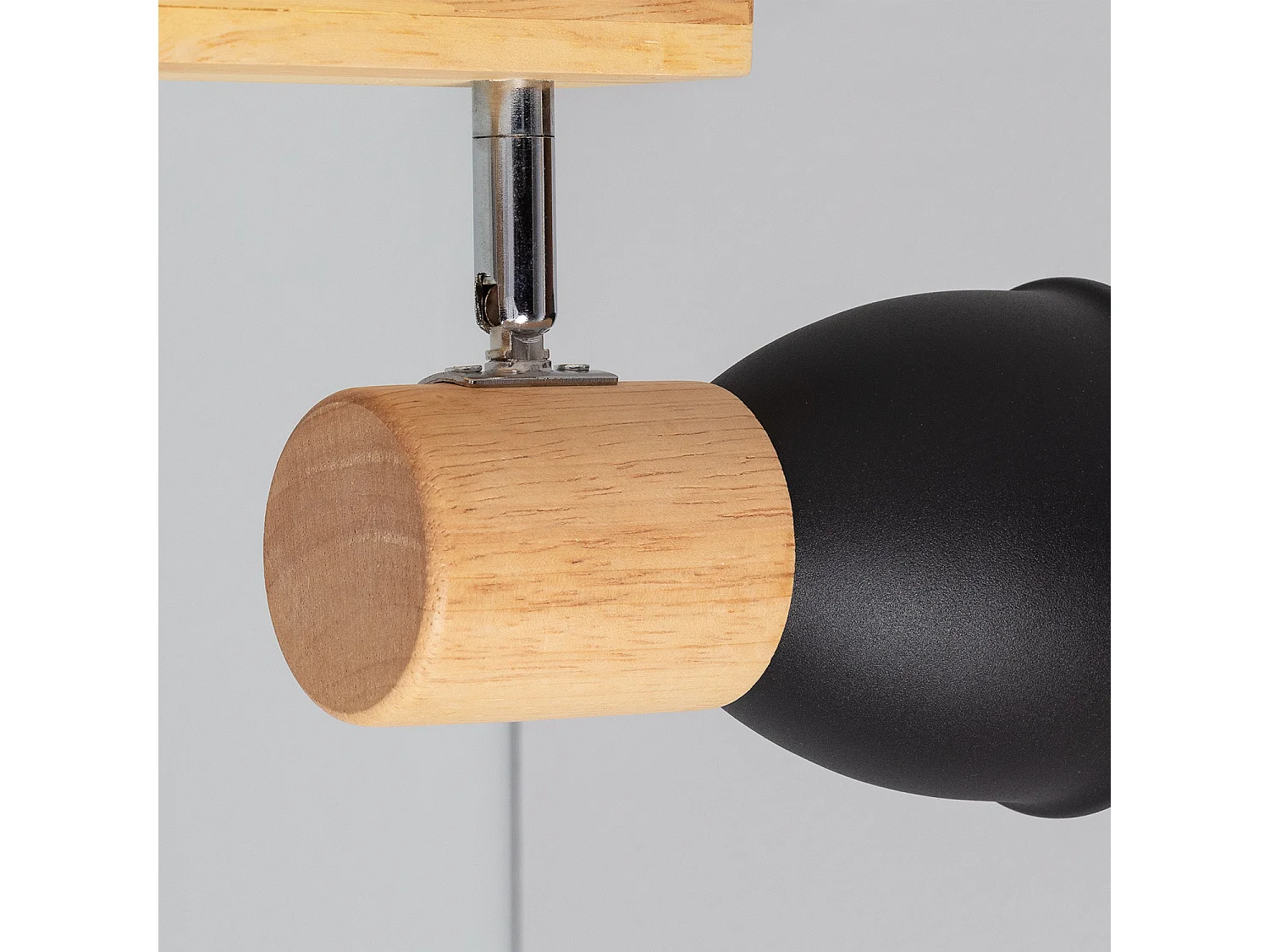 Plafonnier Métal et Bois Tautau 4 Spots Noir