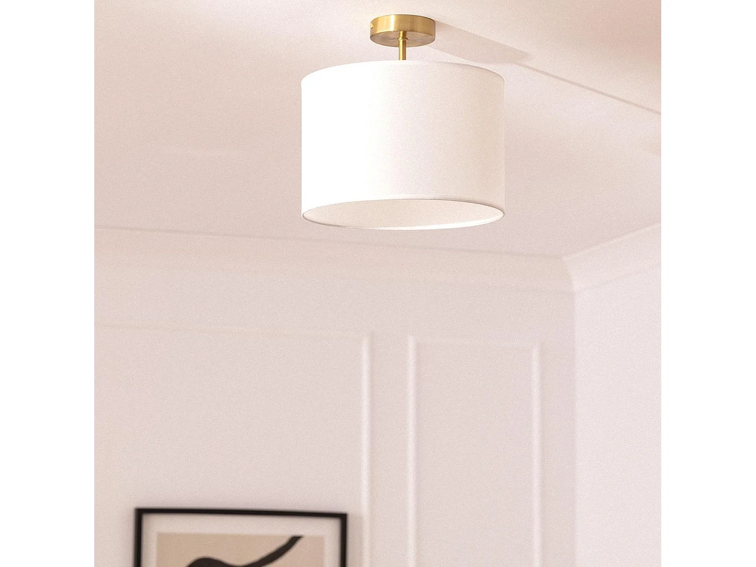 Plafonnier Métal et Tissu Austen Blanc