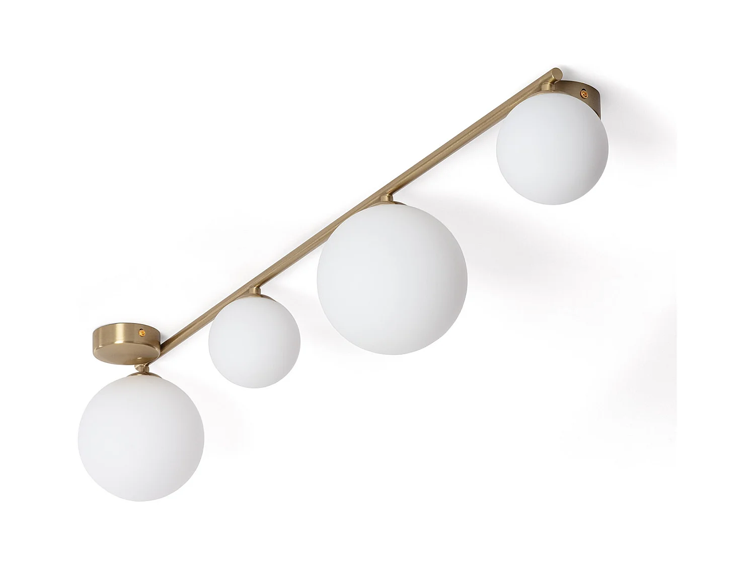 Lampadario in Metallo e Vetro Moonlight Brass 4 punti luce Bianco