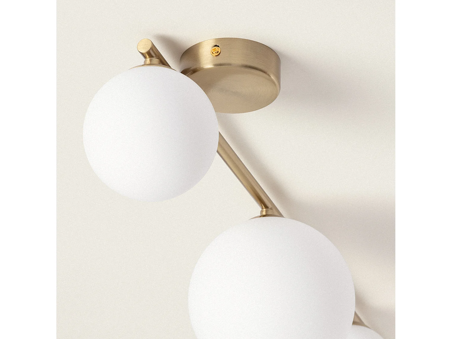Lampadario in Metallo e Vetro Moonlight Brass 4 punti luce Bianco