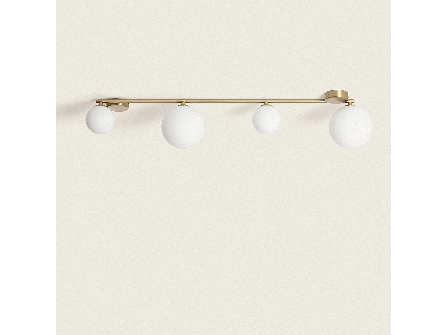 Lampadario in Metallo e Vetro Moonlight Brass 4 punti luce Bianco
