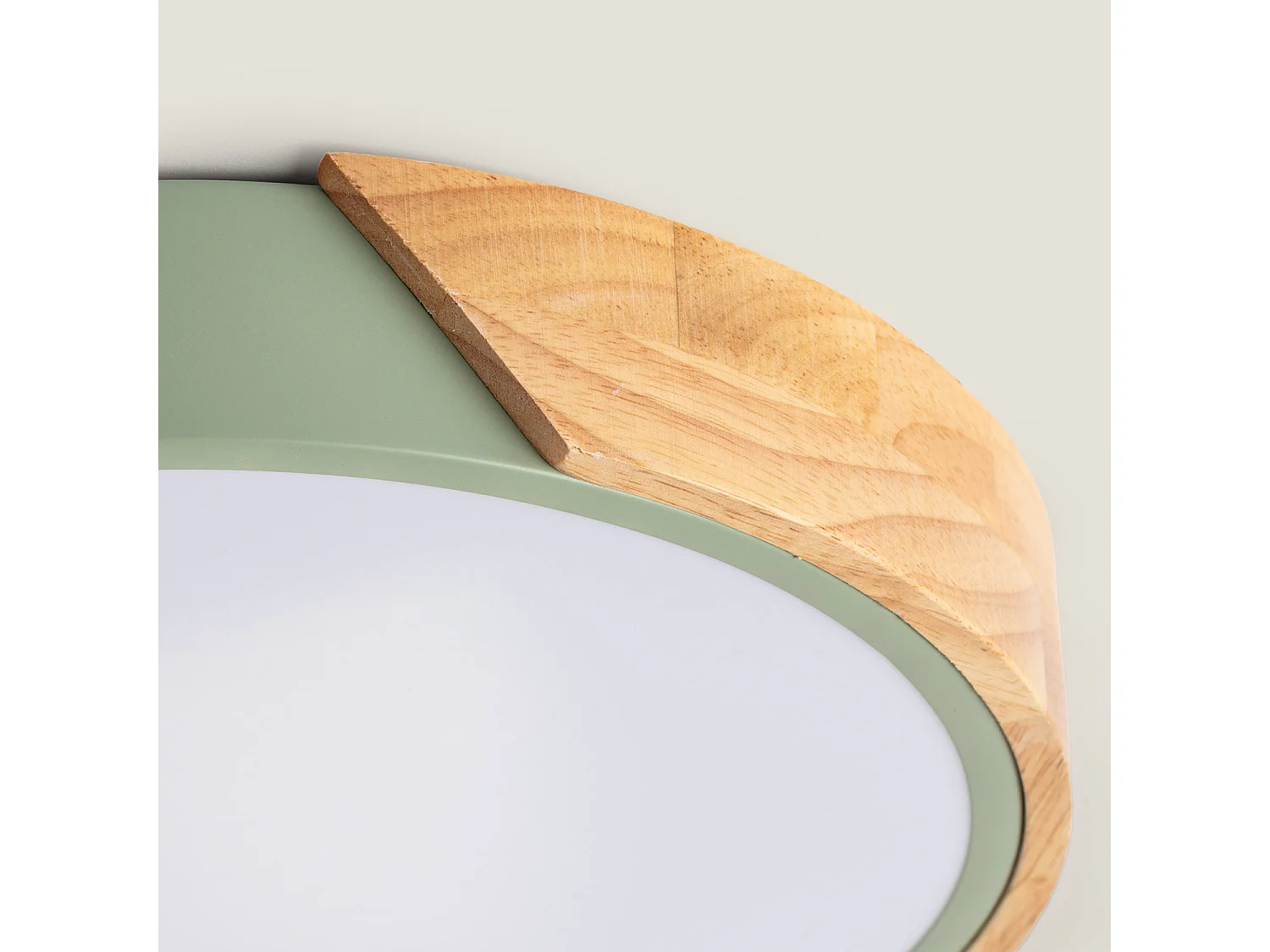 Plafonnier LED Rond Bois 36W CCT Sélectionnable Semi-Dari Ø500 mm Vert