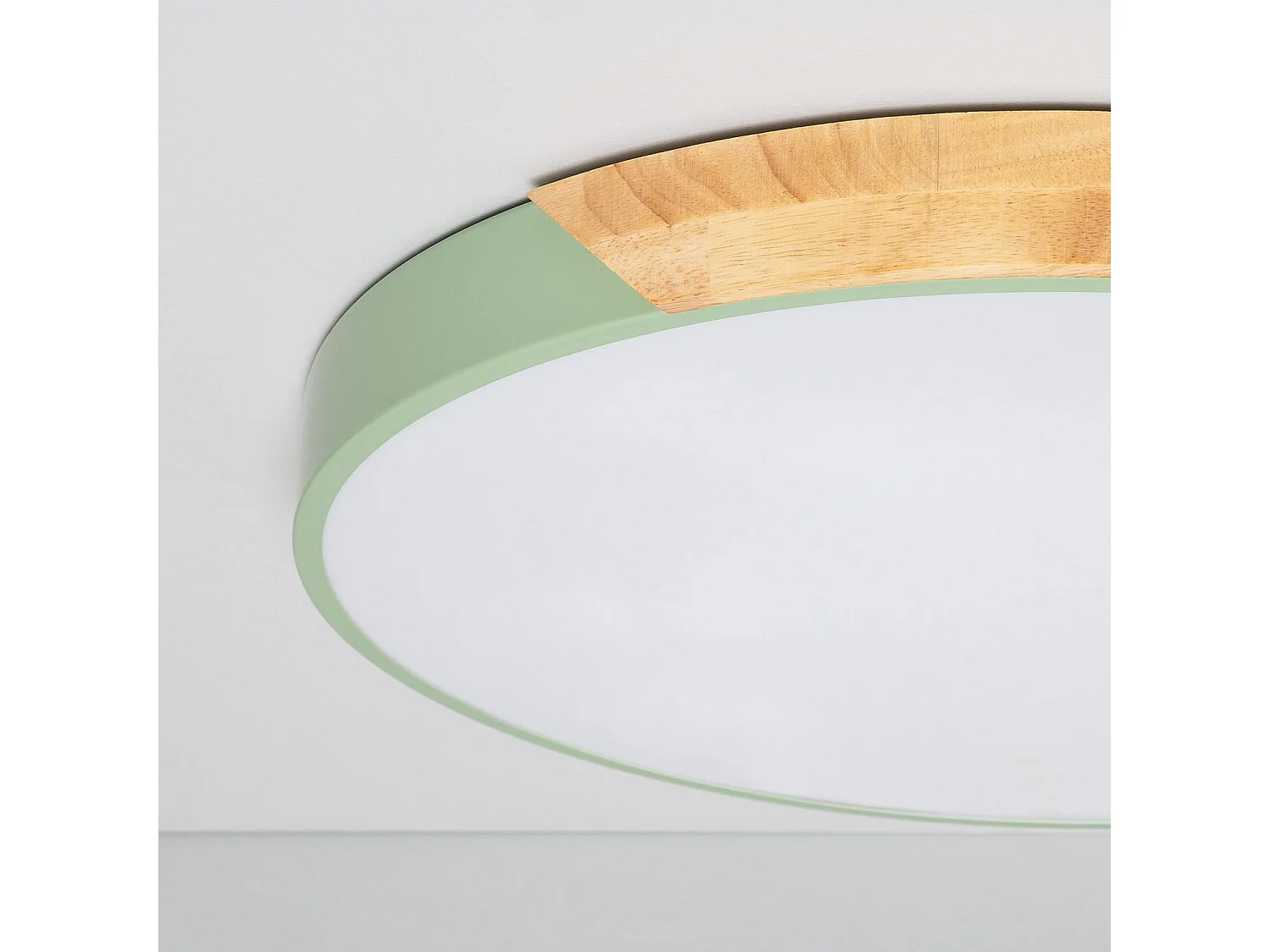 Plafonnier LED Rond Bois 36W CCT Sélectionnable Semi-Dari Ø500 mm Vert