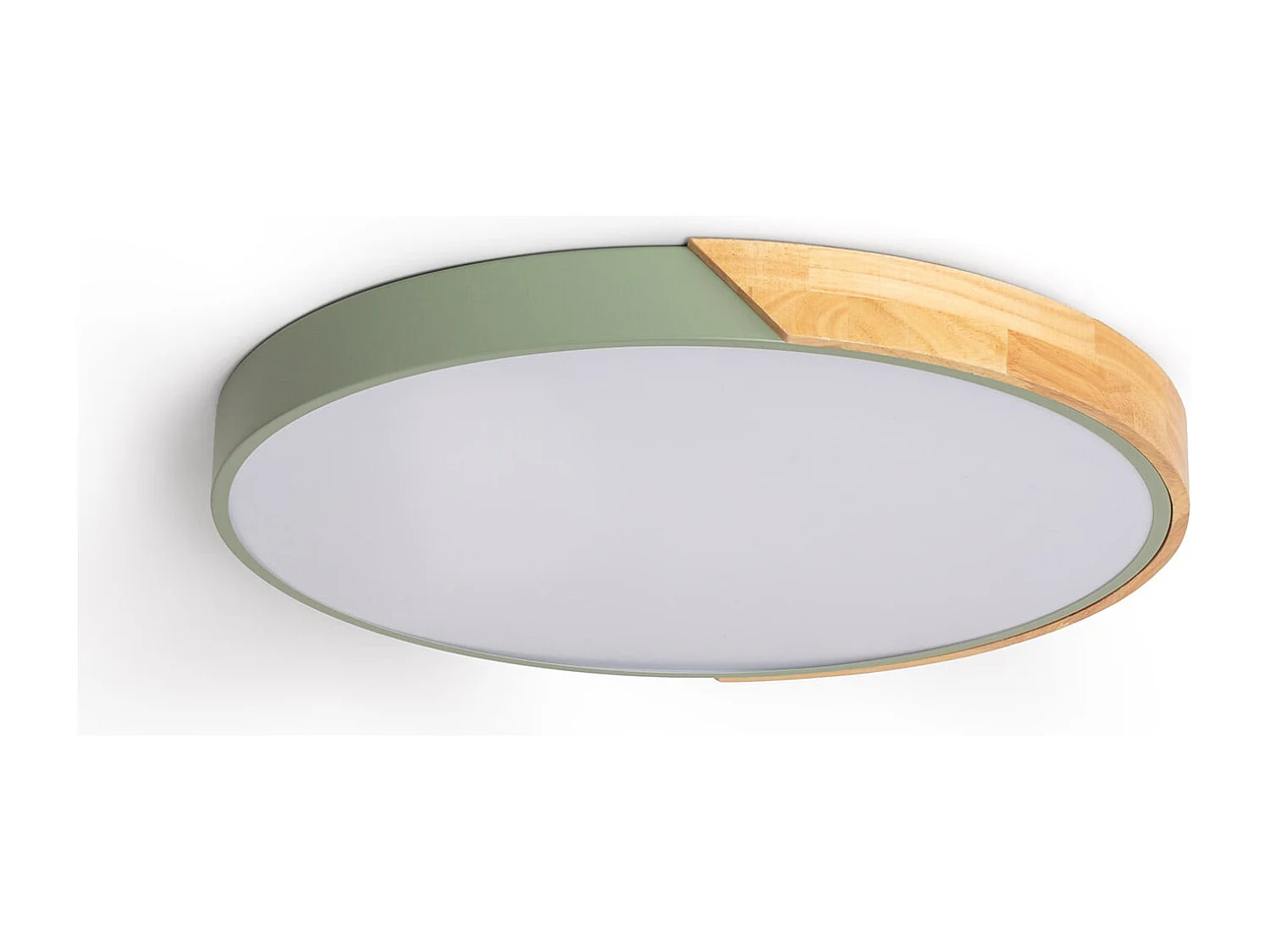 Plafonnier LED Rond Bois 36W CCT Sélectionnable Semi-Dari Ø500 mm Vert
