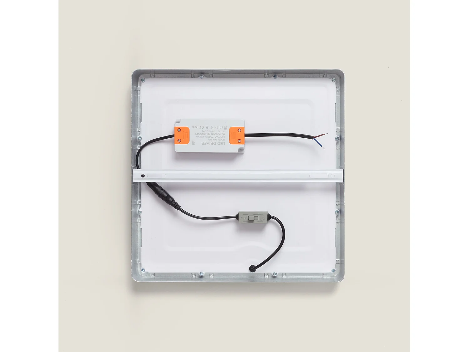 Plafonnier LED Carré Aluminium Slim 24W CCT Sélectionnable Galán 280x280 mm SwitchDimm Argent