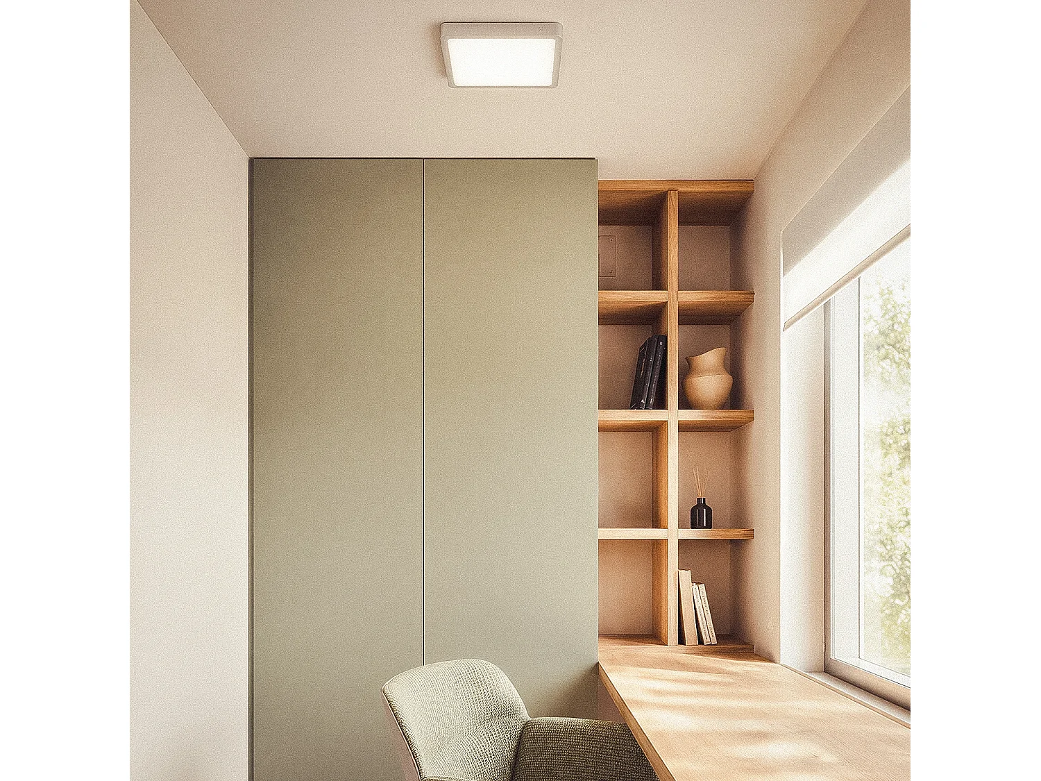 Plafón LED 24W Cuadrado Aluminio 280x280 mm Slim CCT Seleccionable Galán SwitchDimm Plateado