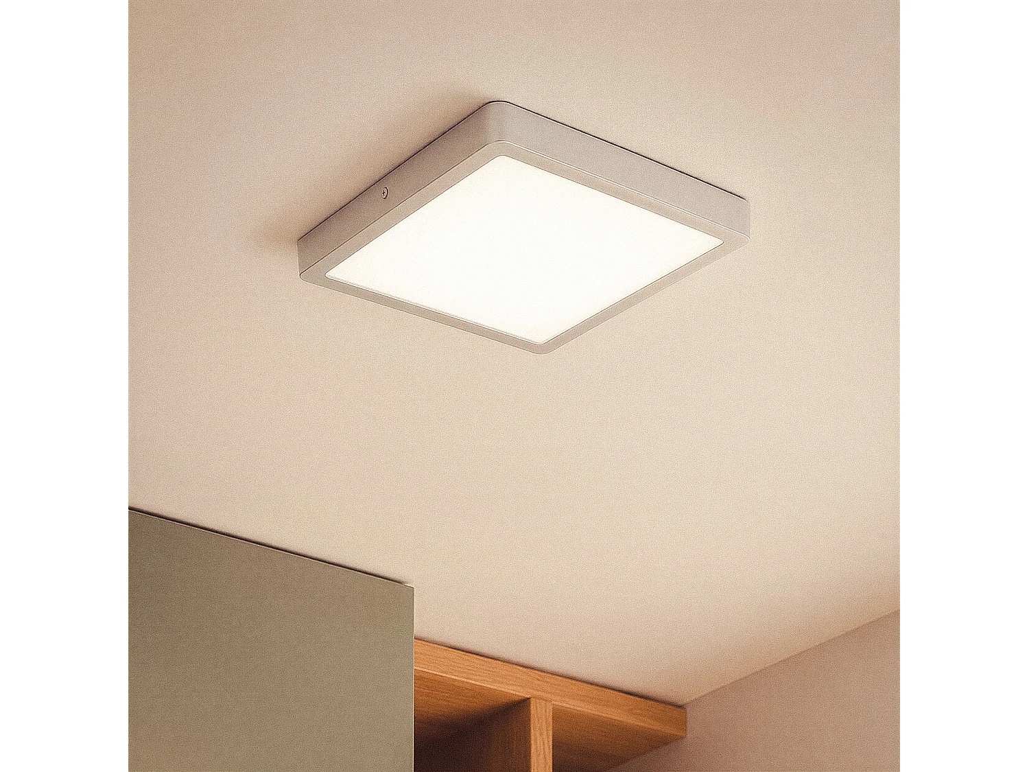 Plafón LED 24W Cuadrado Aluminio 280x280 mm Slim CCT Seleccionable Galán SwitchDimm Plateado