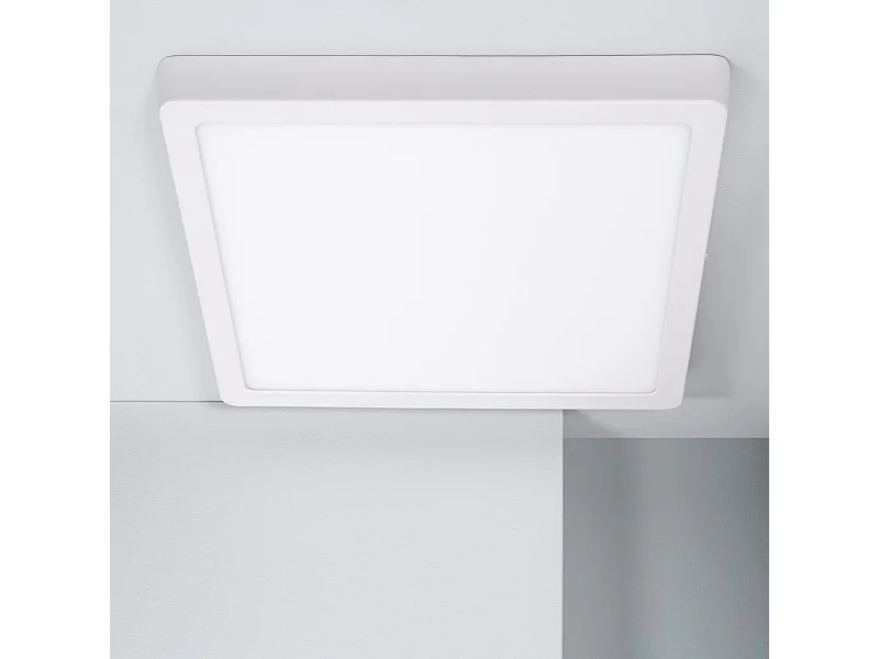Plafonnier LED Carré Aluminium Slim 24W CCT Sélectionnable Galán 280x280 mm SwitchDimm Argent