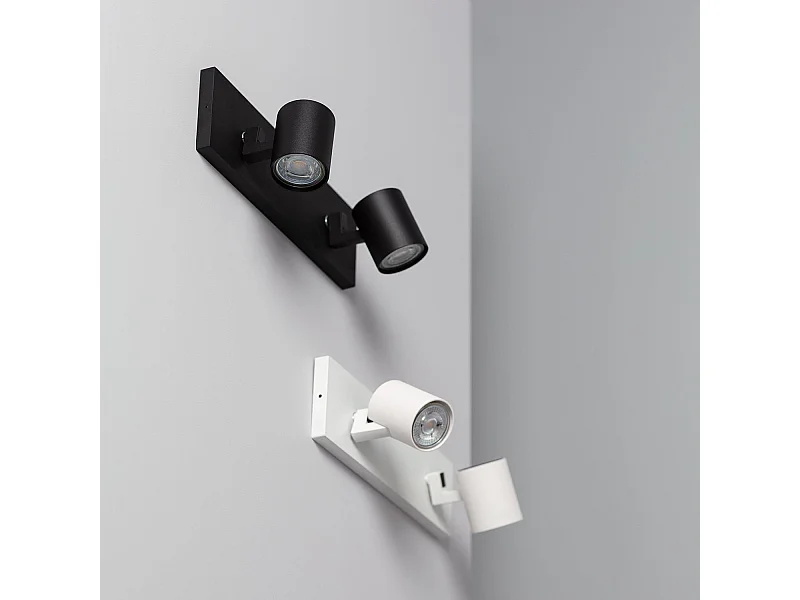 Spot à Douille Double en Saillie Orientable Aluminium Gylu à Ampoule GU10  Blanc