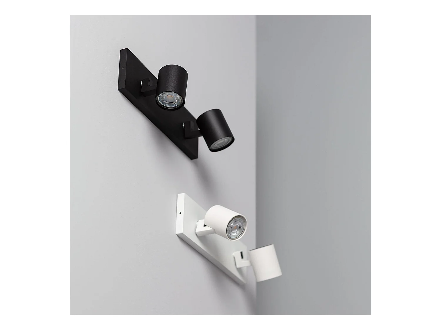 Spot à Douille Double en Saillie Orientable Aluminium Gylu à Ampoule GU10  Blanc